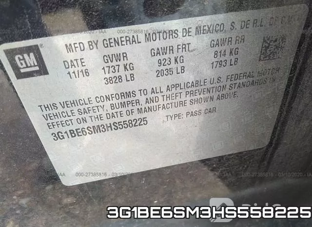 3G1BE6SM3HS558225 фото 10