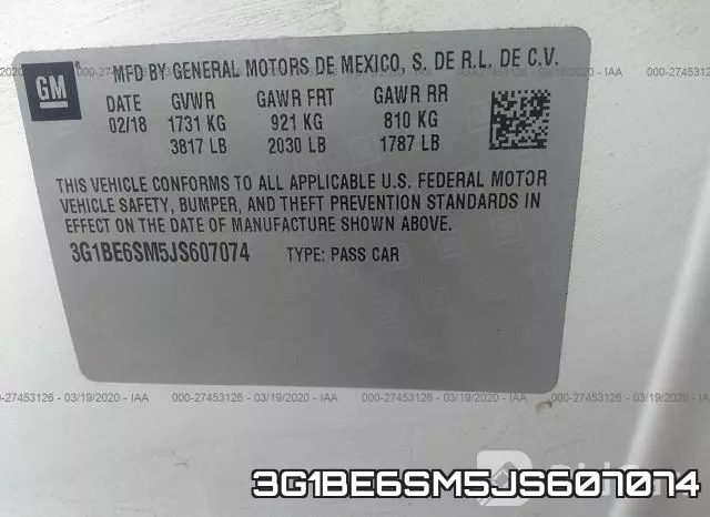 3G1BE6SM5JS607074 фото 10