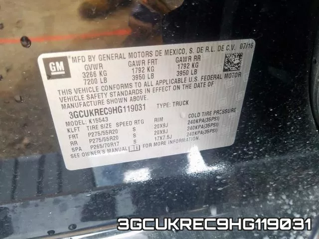 3GCUKREC9HG119031 фото 2