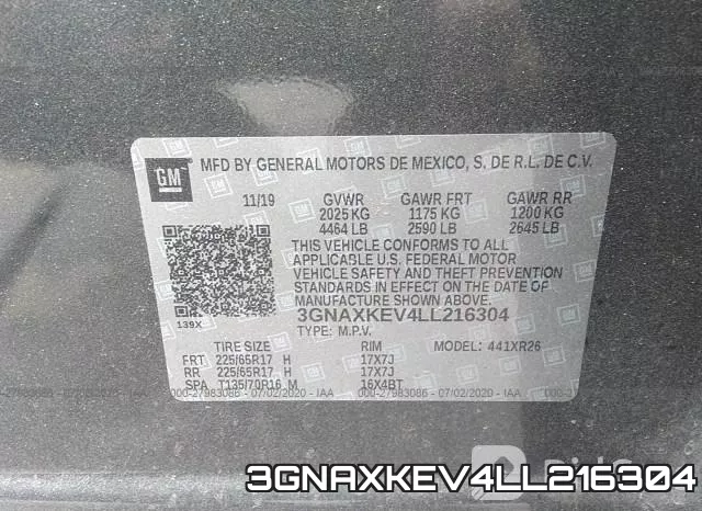 3GNAXKEV4LL216304 фото 10