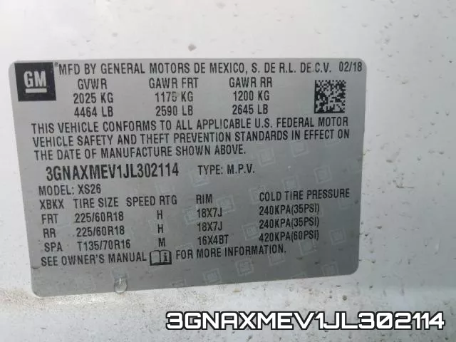 3GNAXMEV1JL302114 фото 2