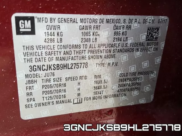 3GNCJKSB9HL275778 фото 2