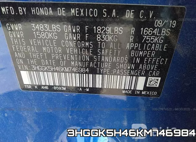 3HGGK5H46KM746984 фото 10