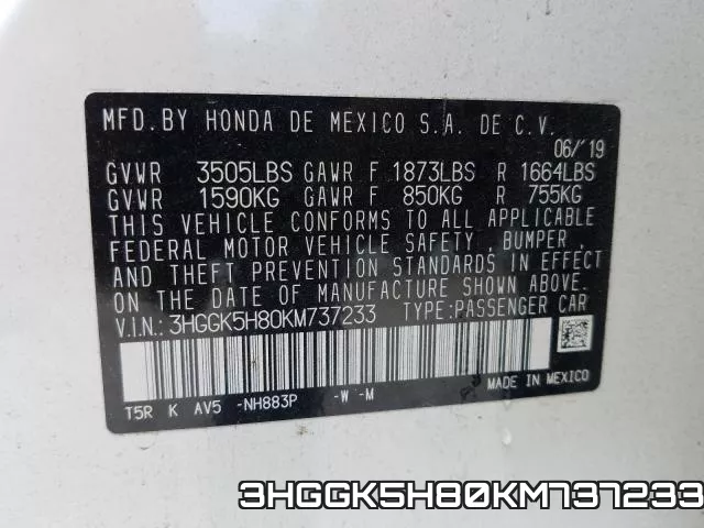 3HGGK5H80KM737233 фото 2