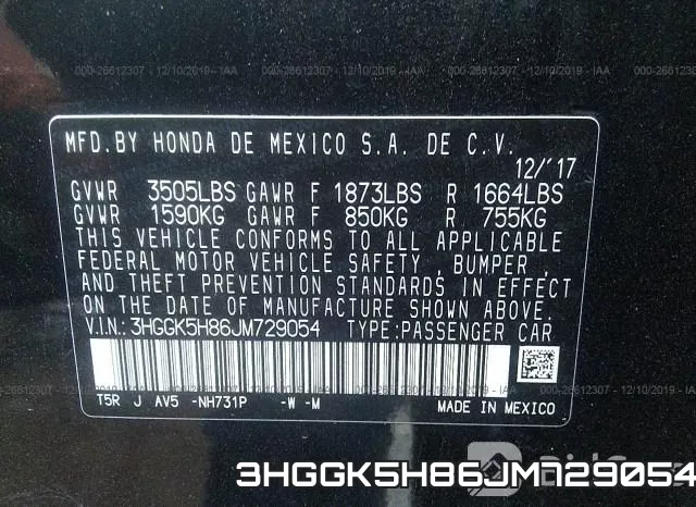 3HGGK5H86JM729054 фото 10