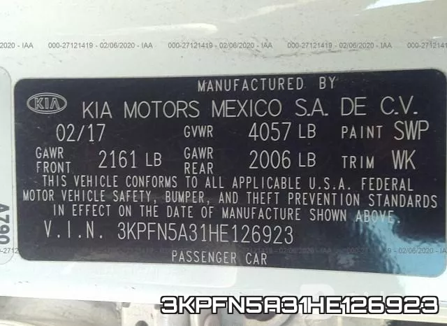 3KPFN5A31HE126923 фото 10