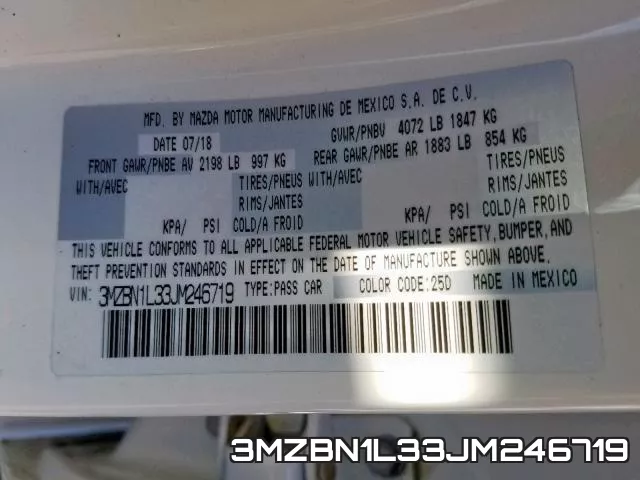 3MZBN1L33JM246719 фото 2