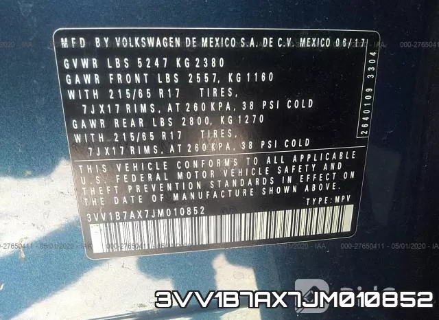 3VV1B7AX7JM010852 фото 10