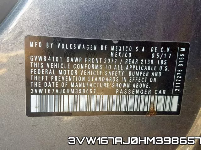 3VW167AJ0HM398657 фото 2