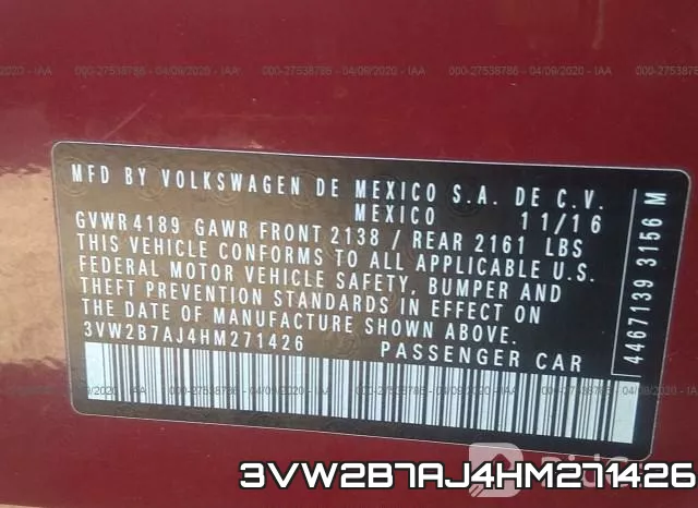 3VW2B7AJ4HM271426 фото 10