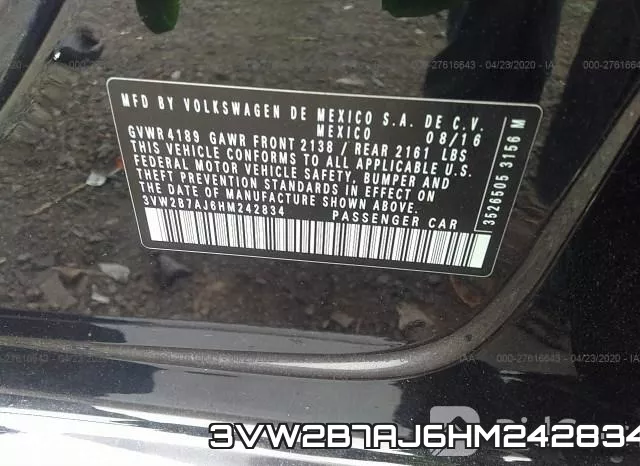 3VW2B7AJ6HM242834 фото 10