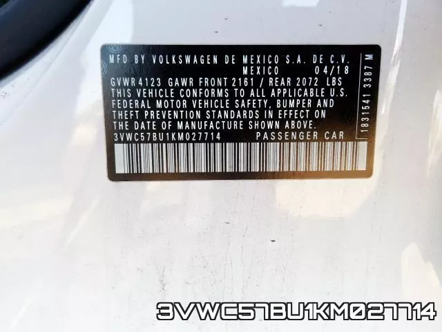 3VWC57BU1KM027714 фото 2