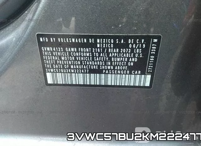 3VWC57BU2KM222477 фото 10