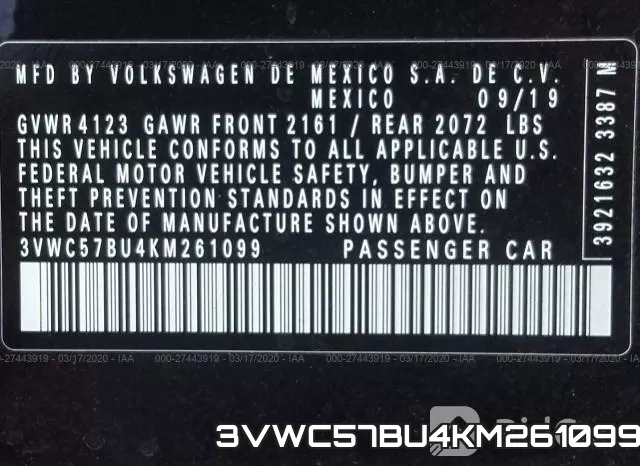 3VWC57BU4KM261099 фото 10