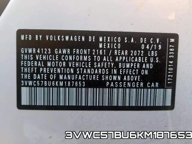 3VWC57BU6KM187653 фото 2
