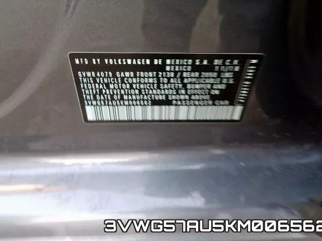 3VWG57AU5KM006562 фото 2