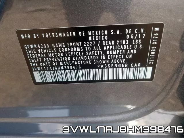 3VWL17AJ8HM398476 фото 2