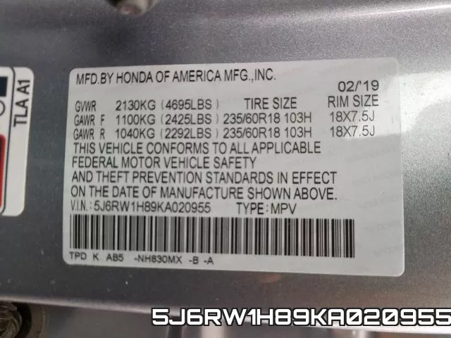 5J6RW1H89KA020955 фото 2