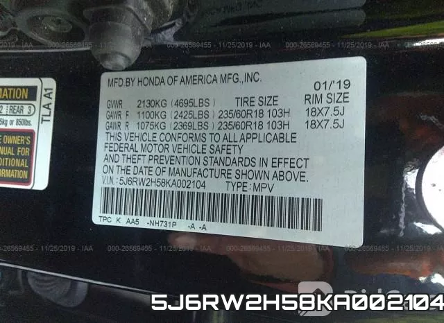 5J6RW2H58KA002104 фото 10