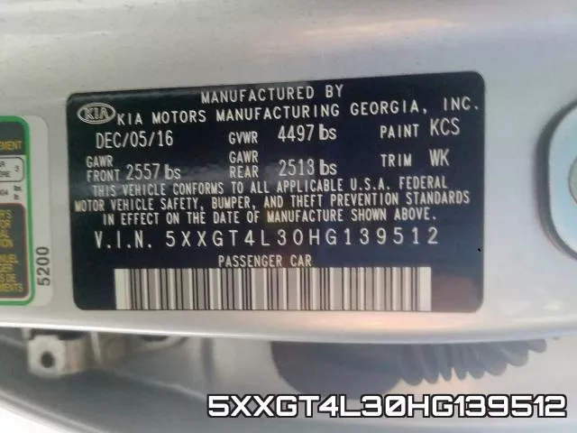 5XXGT4L30HG139512 фото 2