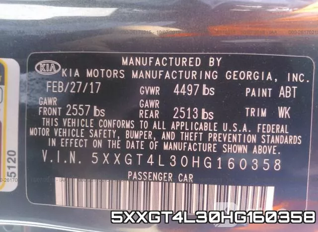5XXGT4L30HG160358 фото 10