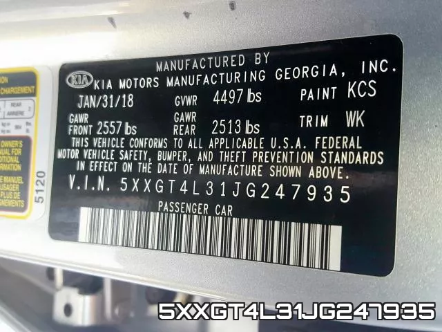 5XXGT4L31JG247935 фото 2