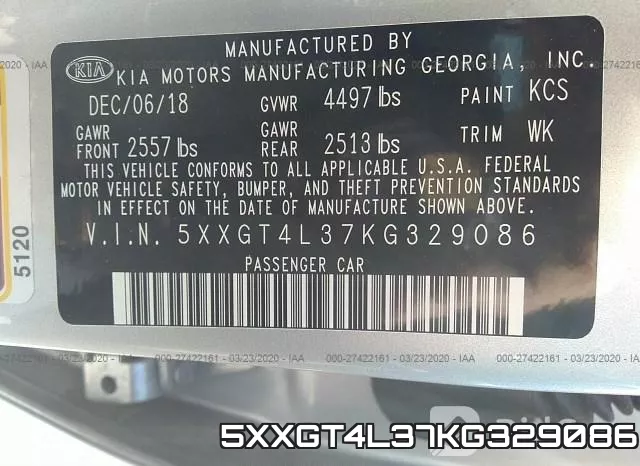 5XXGT4L37KG329086 фото 10