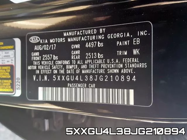5XXGU4L38JG210894 фото 2
