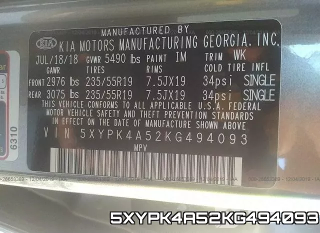 5XYPK4A52KG494093 фото 10