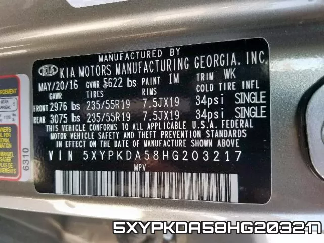 5XYPKDA58HG203217 фото 2