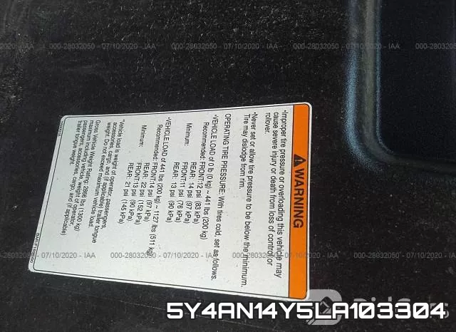 5Y4AN14Y5LA103304 фото 2
