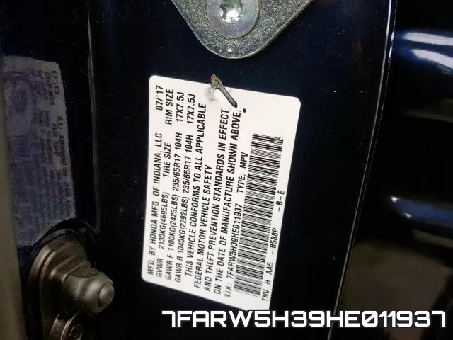 7FARW5H39HE011937 фото 2