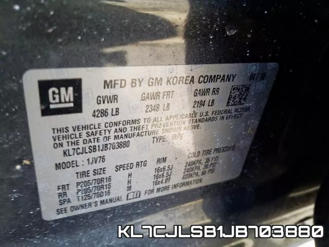 KL7CJLSB1JB703880 фото 2