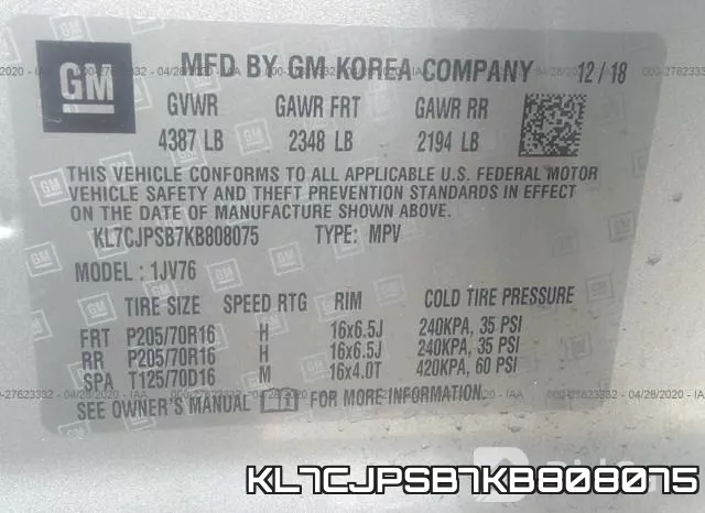 KL7CJPSB7KB808075 фото 10