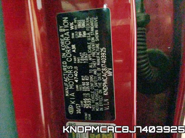 KNDPMCAC8J7403925 фото 2