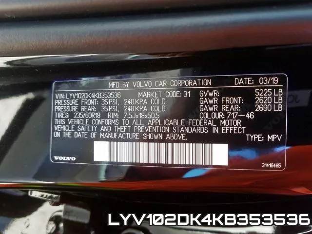 LYV102DK4KB353536 фото 2