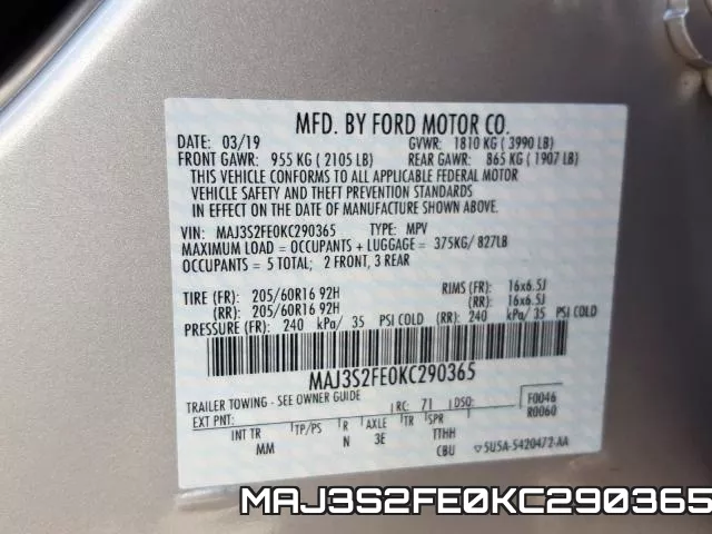 MAJ3S2FE0KC290365 фото 2