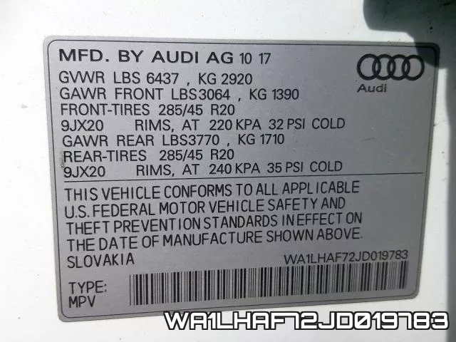 WA1LHAF72JD019783 фото 2