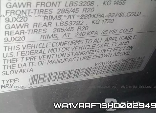WA1VAAF73HD002949 фото 10