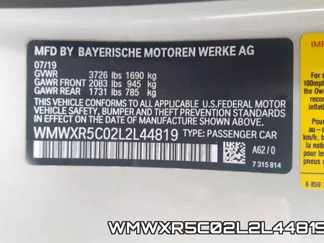 WMWXR5C02L2L44819 фото 2