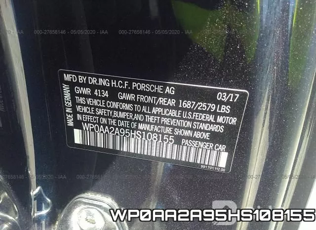 WP0AA2A95HS108155 фото 10