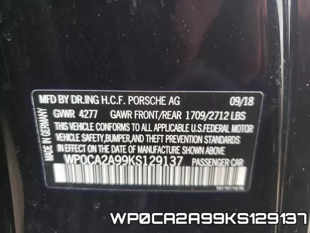 WP0CA2A99KS129137 фото 2