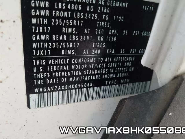WVGAV7AX8HK055088 фото 2