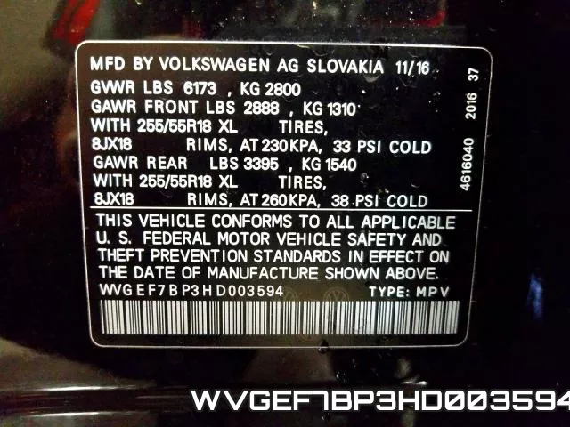 WVGEF7BP3HD003594 фото 2