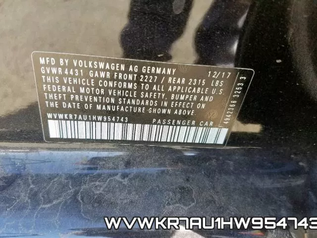 WVWKR7AU1HW954743 фото 2