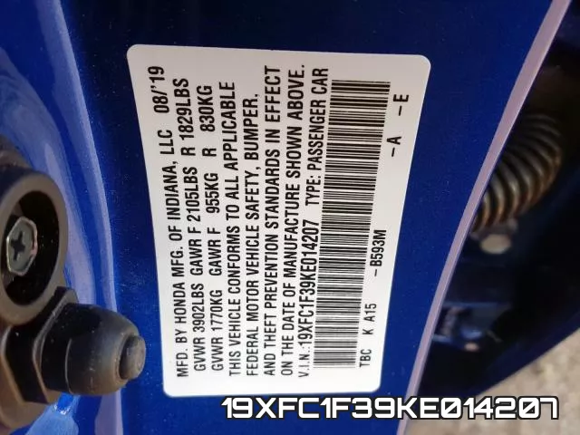 19XFC1F39KE014207 фото 2