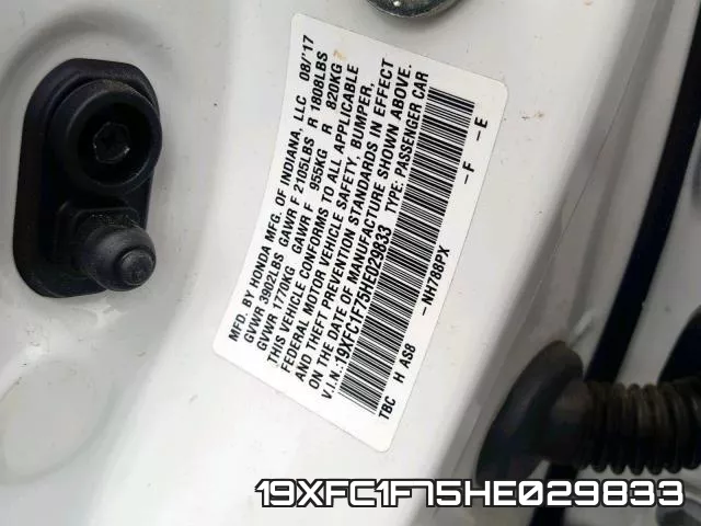 19XFC1F75HE029833 фото 2