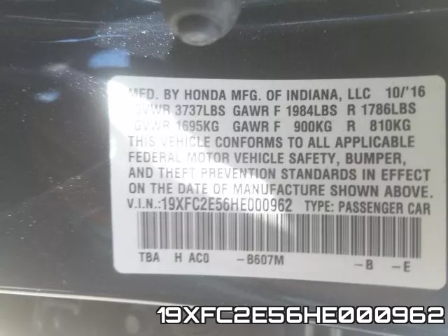 19XFC2E56HE000962 фото 2