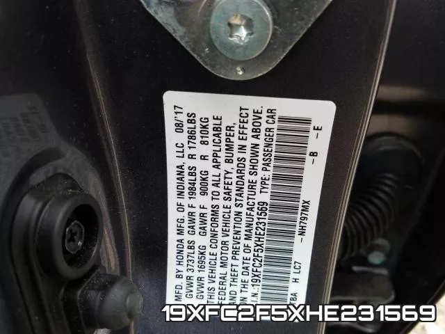 19XFC2F5XHE231569 фото 2