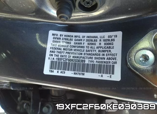 19XFC2F60KE030389 фото 10